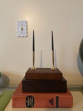 Vintage Josten’s Double Pen Holder Desk Organizer w/Box